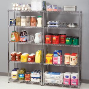 Seville Classics UltraDurable Commercial-Grade 5-Tier Steel Wire Shelving with Wheels, 36" W x 18" D x 72" H, Steel