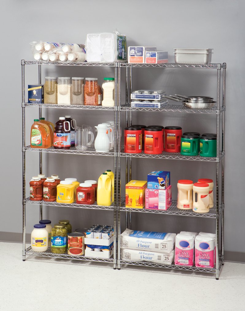 Seville Classics UltraDurable Commercial-Grade 5-Tier Steel Wire Shelving with Wheels, 36" W x 18" D x 72" H, Steel