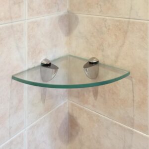 Dulles Glass 12" x 12" Quarter Round Floating Glass Shelf - Shelf Only - Tempered - 3/8" Thick - Flat Polished Glass