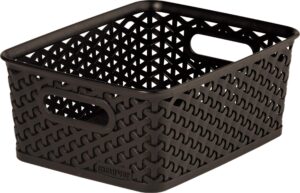 curver my style small rectangular storage basket, dark brown, 4 litre