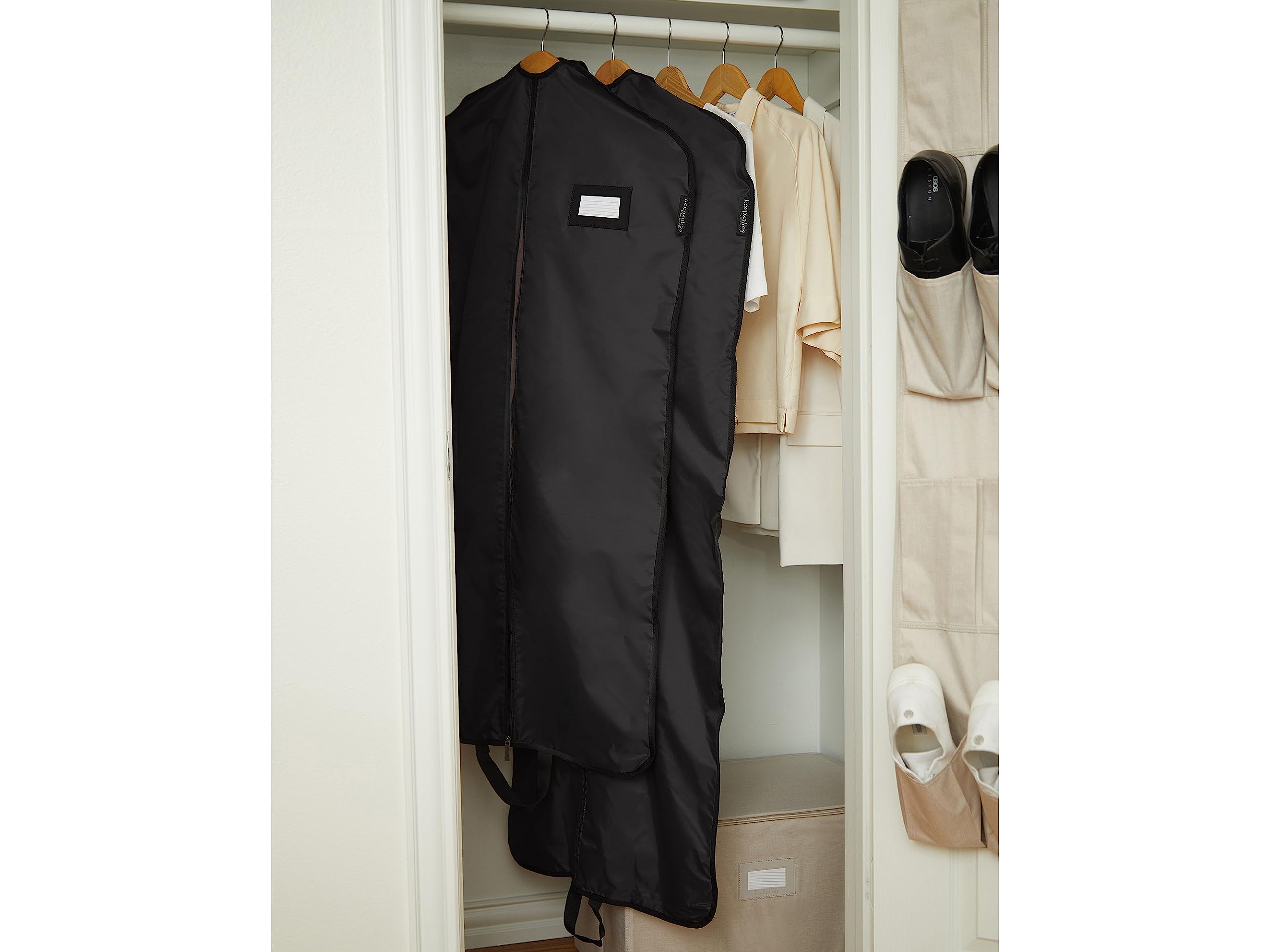 Covermates Keepsakes Garment Bag Set - Premium Polyester - Full Length Zipper - ID Window - Carrying Handles - Closet Storage, Black