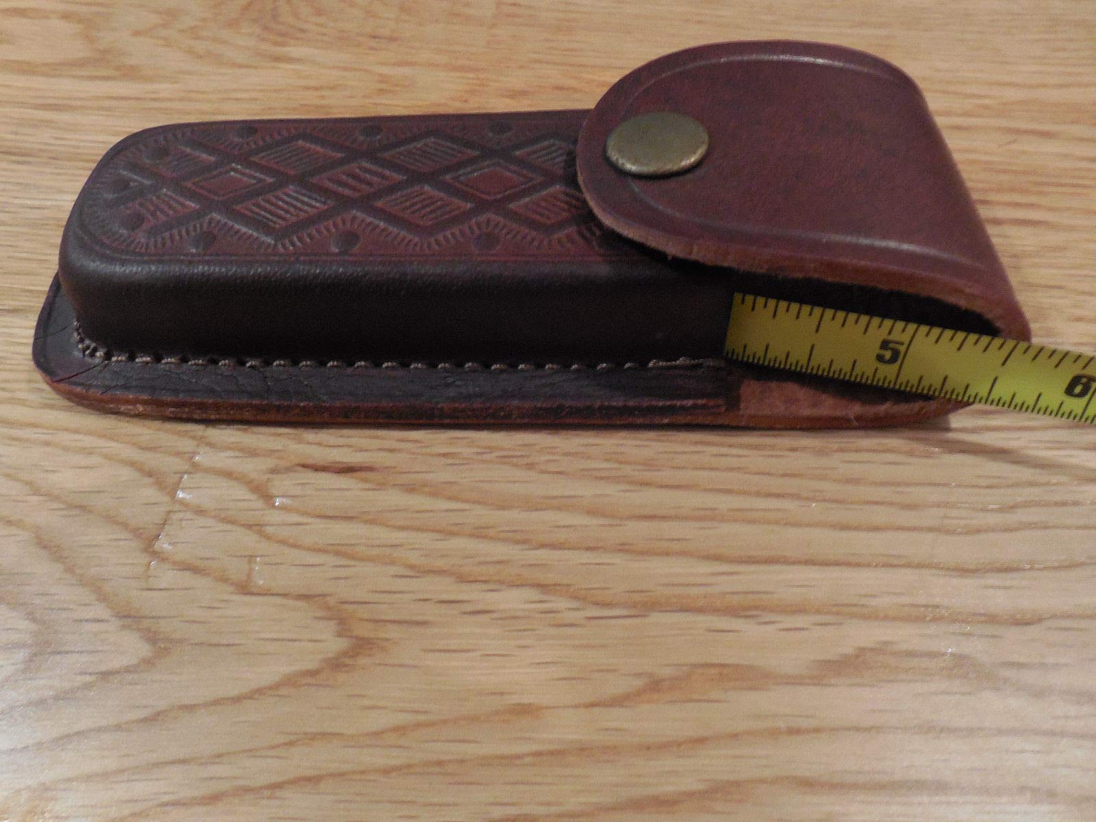 Brown Textured Leather Knife Sheath - Holds a Buck 110. 5" Case. Antique Snap