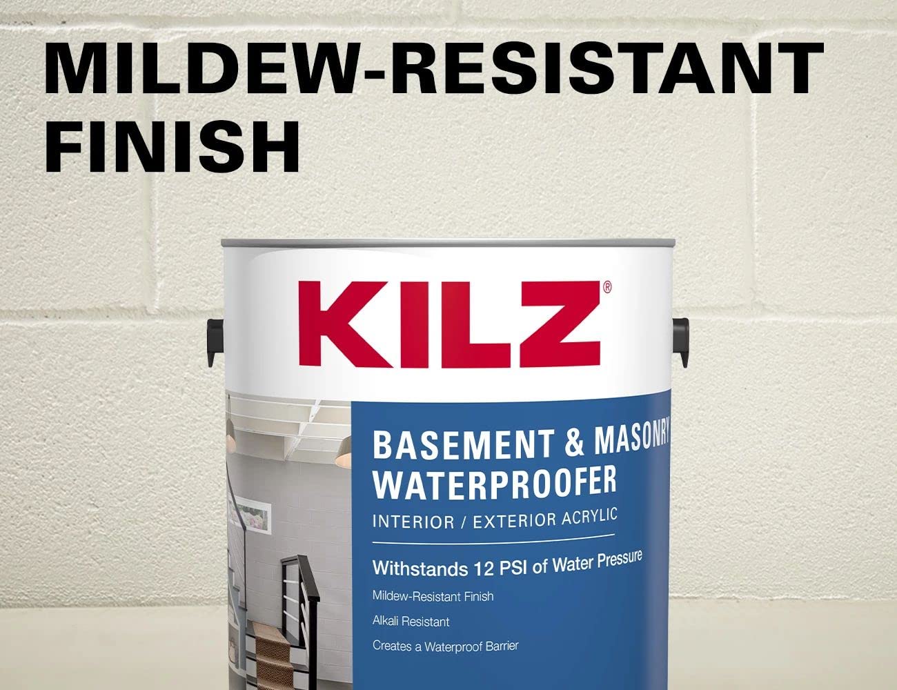 KILZ Basement and Masonry Waterproofing Paint, Interior/Exterior, White, 1 Gallon