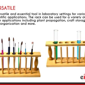 EISCO Premium Test Tube Rack, (6) 25mm Holes and (6) Pins - Solid Wood - 9.4" Long, 3.75" Tall