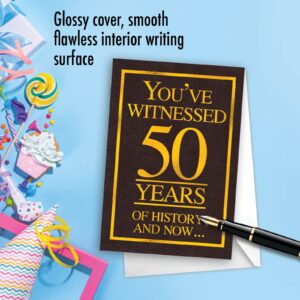 NobleWorks - 50th Birthday Greeting Card with 5 x 7 Inch Envelope (1 Card) - Witnessed 50 Years 8923