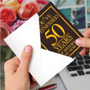 NobleWorks - 50th Birthday Greeting Card with 5 x 7 Inch Envelope (1 Card) - Witnessed 50 Years 8923