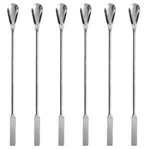 eisco 6pk lab spatula spoon, 9" - stainless steel, polished - one 0.35" flat end, one 0.75" scoop end - scoopula