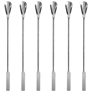 EISCO 6PK Lab Spatula Spoon, 9" - Stainless Steel, Polished - One 0.35" Flat End, One 0.75" Scoop End - Scoopula