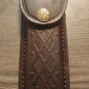 Brown Textured Leather Knife Sheath - Holds a Buck 110. 5" Case. Antique Snap