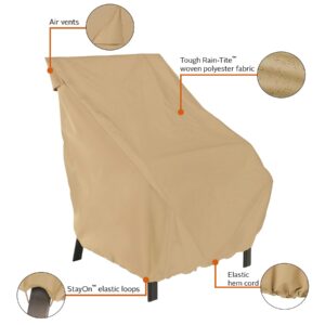 Classic Accessories Terrazzo Water-Resistant 26 Inch High Back Patio Chair Cover, Outdoor Chair Covers