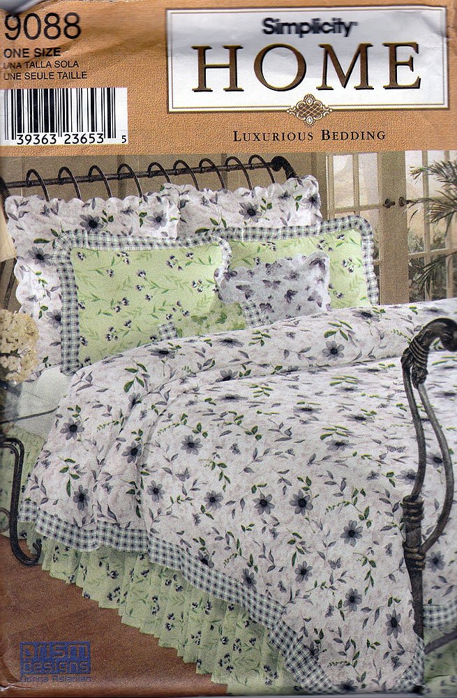 Simplicity Home 9088 ©1994 Luxurious Bedding - Duvet Cover, Dust Ruffle, Pillow Shams, Neck Roll