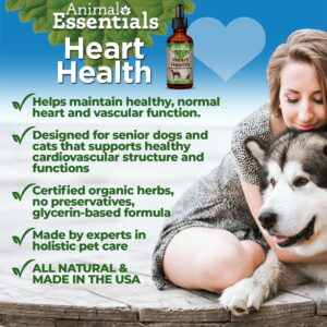 Animal Essentials Heart Health for Dogs & Cats - Cardiovascular Support Supplement, Healthy Heart, Organic Hawthorn Berry, Herbal Tincture - 2 Fl Oz