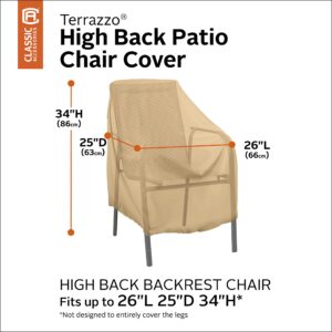 Classic Accessories Terrazzo Water-Resistant 26 Inch High Back Patio Chair Cover, Outdoor Chair Covers