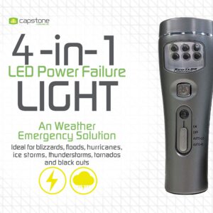 Capstone Lighting 4-in-1 Eco-I-Lite - Use as Emergency Flashlights, Night Light, Power Failure Light & Work Light - Rechargeable Flashlight Great for Hurricane Supplies, Black Outs, Power Failure