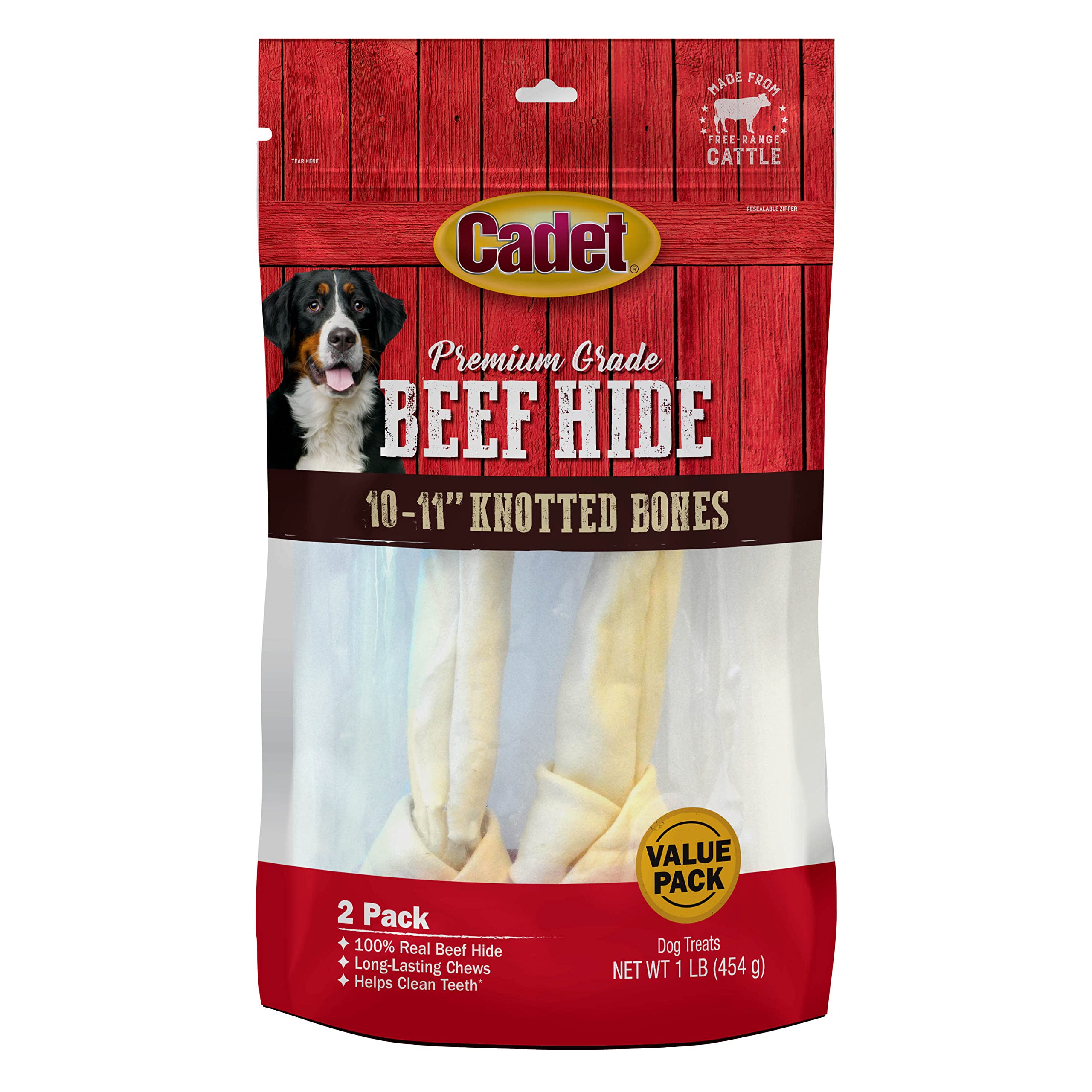 Cadet Premium Grade Beef Hide for Dogs, Rawhide Long Lasting Dog Chews, Chips, Curls & Rolls for Small/Medium/Large Dogs