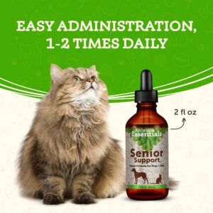 Animal Essentials Senior Support for Dogs & Cats Supplement - Milk Thistle, For Old Cats & Dogs, Pet Kidney Support, Herbal Supplement - 2 Fl Oz