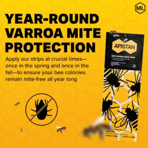 Mann Lake Apistan Anti-Varroa Mite Strip, Beekeeping Essentials, One Strip Per 5 Frames, Optimal Bee Colony Mite Control & Hive Health, 10-Pack