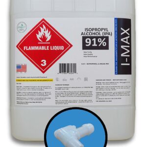 Isopropyl Alcohol 91% - 5 Gallons of High Purity IPA - Includes One Spigot- Made in USA - HDPE Pail