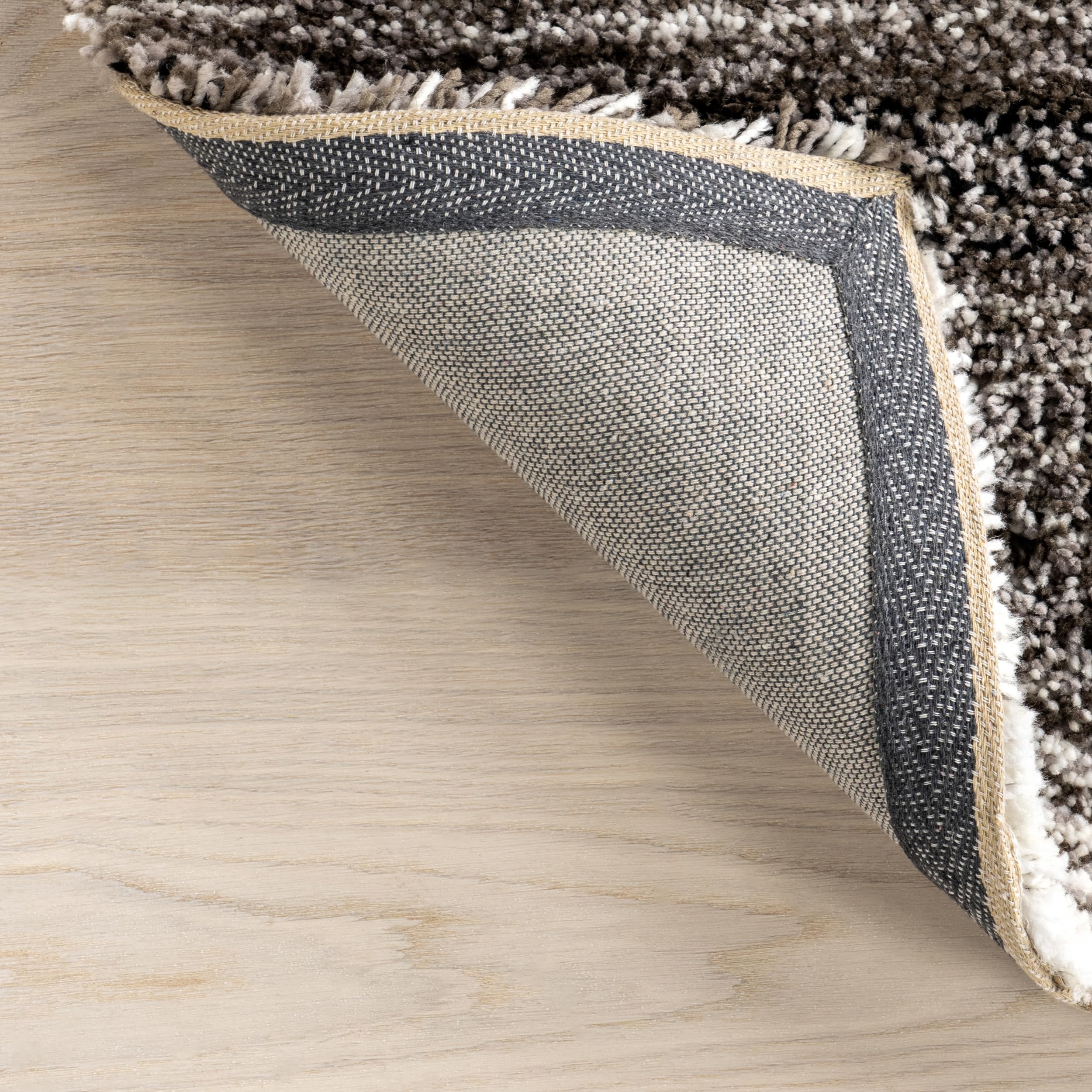 nuLOOM Drey Striped Shag Area Rug - 6x9 Shag Area Rug Casual Gray Multi/Brown Rugs for Living Room Bedroom Dining Room Nursery