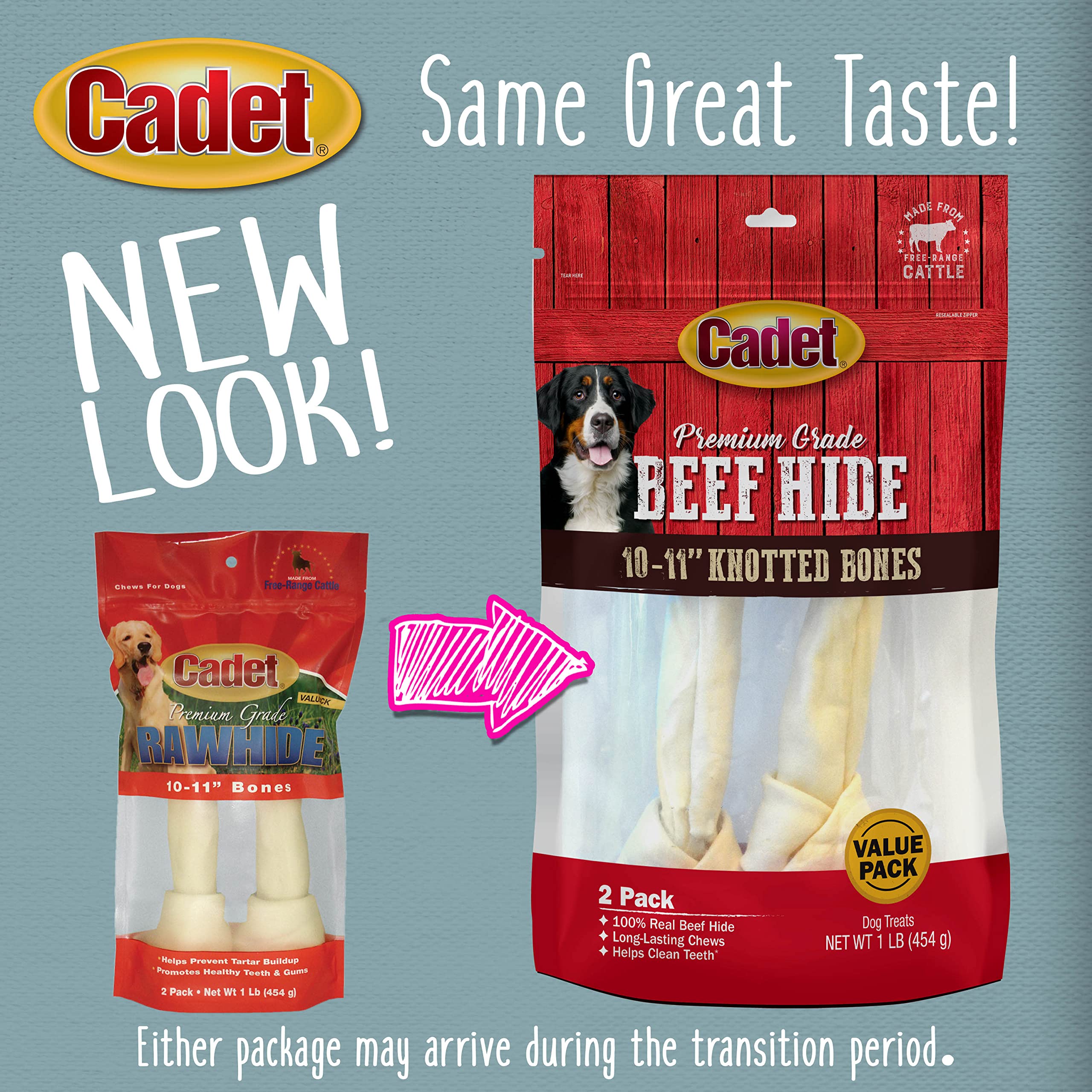 Cadet Premium Grade Beef Hide for Dogs, Rawhide Long Lasting Dog Chews, Chips, Curls & Rolls for Small/Medium/Large Dogs