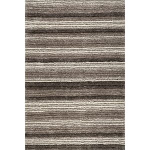 nuLOOM Drey Striped Shag Area Rug - 6x9 Shag Area Rug Casual Gray Multi/Brown Rugs for Living Room Bedroom Dining Room Nursery