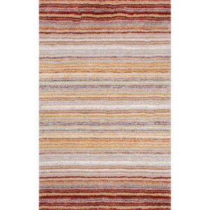 nuLOOM Drey Striped Shag Area Rug - 6x9 Shag Area Rug Casual Red Multi/Multicolor Rugs for Living Room Bedroom Dining Room Nursery