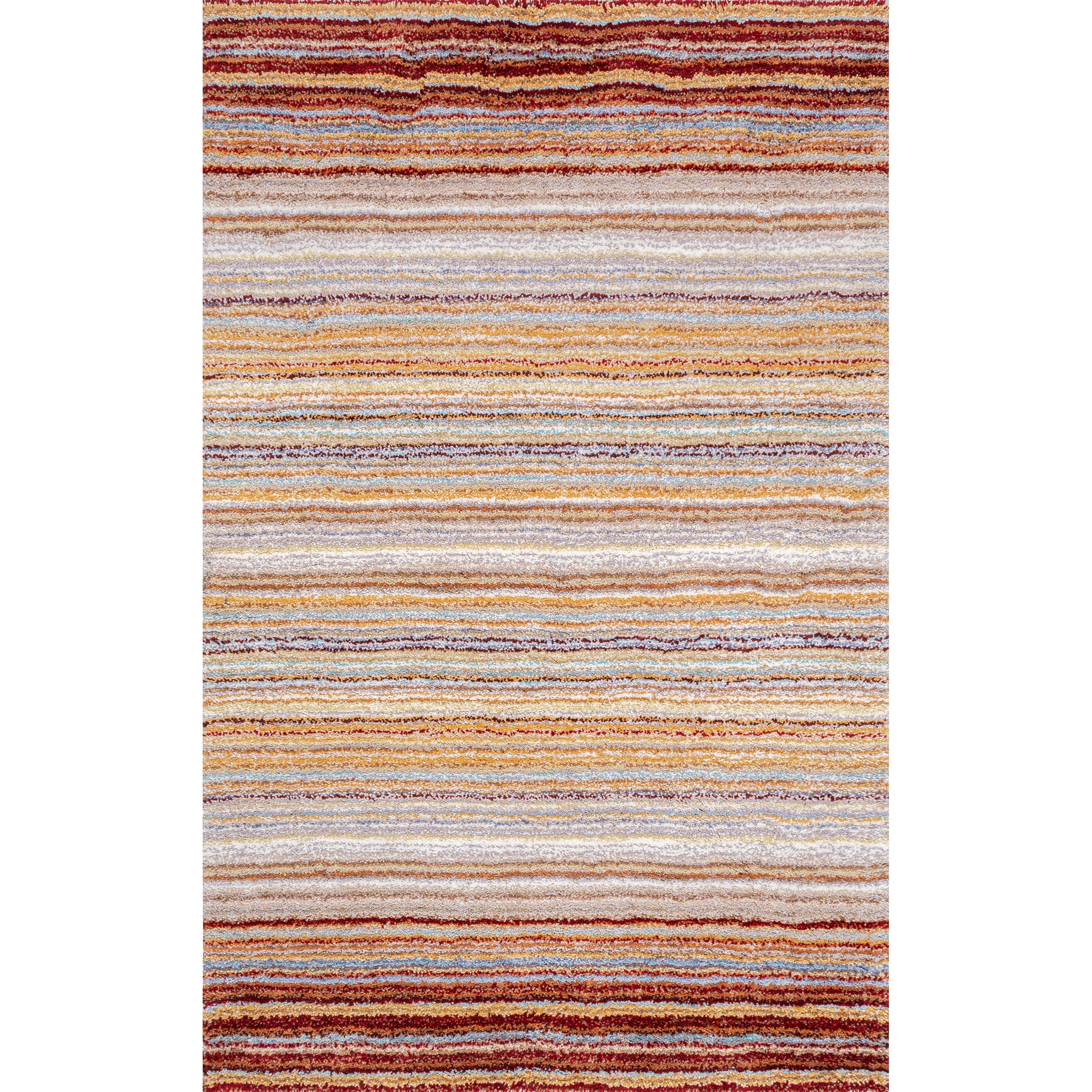 nuLOOM Drey Striped Shag Area Rug - 9x12 Shag Area Rug Casual Red Multi/Multicolor Rugs for Living Room Bedroom Dining Room Nursery