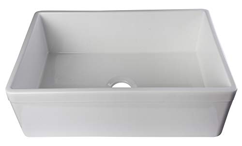 ALFI brand AB511 White 30-Inch Decorative Lip Single Bowl Fireclay Farmhouse Kitchen Sink, White