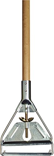 Carlisle FoodService Products 4034000 Wood Mop Handle with Metal Head, 1.13" Handle Diameter, 63" Length