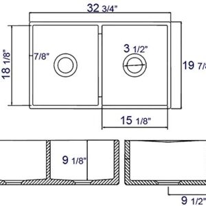 ALFI brand AB539 White 32-Inch Decorative Lip Double Bowl Fireclay Farmhouse Kitchen Sink, White