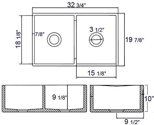 ALFI brand AB539 White 32-Inch Decorative Lip Double Bowl Fireclay Farmhouse Kitchen Sink, White