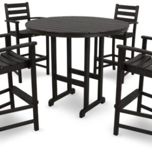 Trex Outdoor Furniture TXS119-1-CB Monterey Bay 5-Piece Bar Set, Charcoal Black