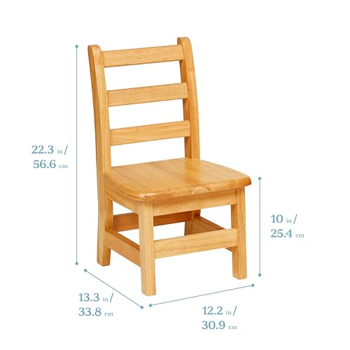 ECR4Kids Three Rung Ladderback Chair, 10in Seat Height, Classroom Seating, Honey, 2-Pack