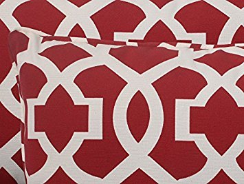 Pillow Perfect Trellis Indoor/Outdoor Accent Throw Pillow Plush Fill, Weather, and Fade Resistant, Lumbar - 11.5" x 18.5", Red New Geo 2 Count