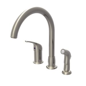 aqueous 150k81cybn kitchen faucet single handle hi-rise with spray, brushed nickel