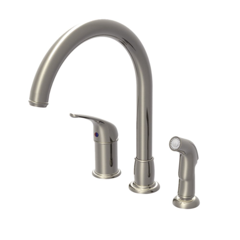 Aqueous 150K81CYBN Kitchen Faucet Single Handle Hi-Rise with Spray, Brushed Nickel