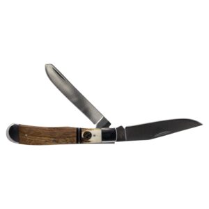 roper knives laredo series tapper folding pocket knife – (2) 1065 carbon blades in 1 knife with a stag wooden handle