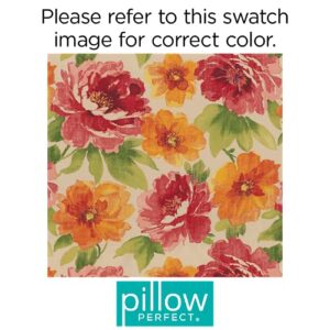 Pillow Perfect Bright Floral Indoor/Outdoor Accent Throw Pillow, Plush Fill, Weather, and Fade Resistant, Lumbar - 11.5" x 18.5" , Green/Orange Muree, 2 Count