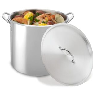 Bene Casa Stainless-Steel Stock Pot with lid, 8-quart capacity stock pot, reinforced bottom stainless-steel stock pot