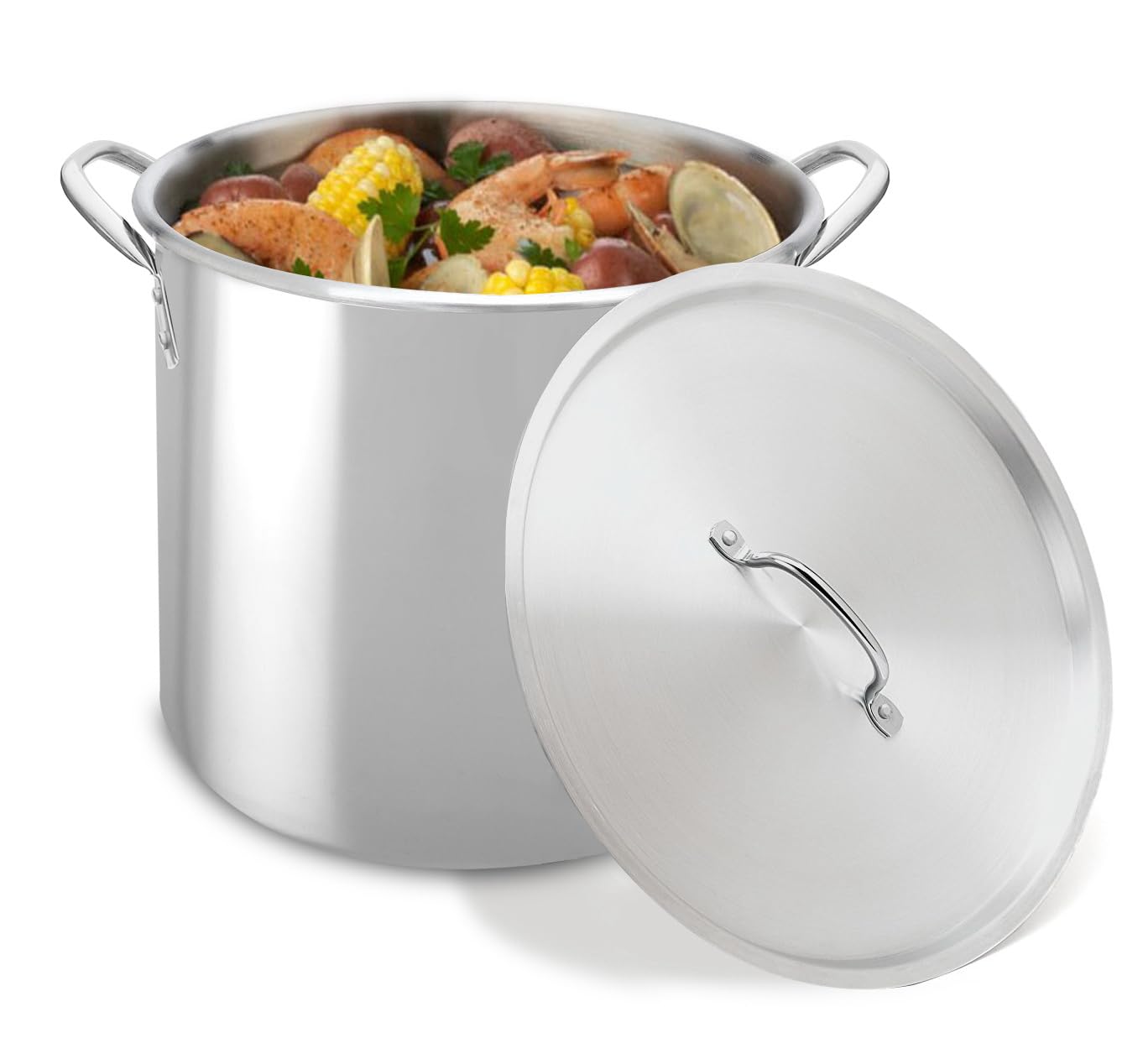 Bene Casa Stainless-Steel Stock Pot with lid, 8-quart capacity stock pot, reinforced bottom stainless-steel stock pot