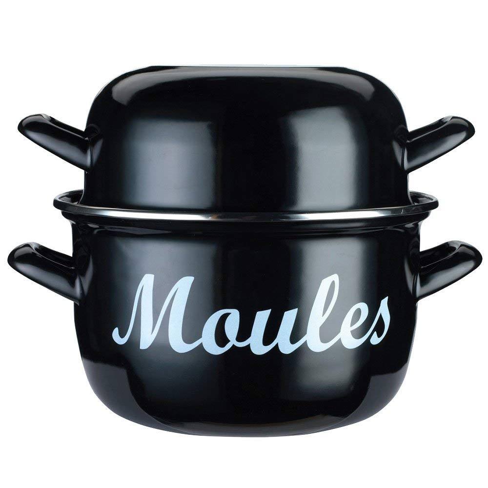 KitchenCraft World of Flavours Mussel Pot, Enamel, Large (25 cm)