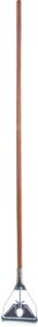 carlisle foodservice products 4034000 wood mop handle with metal head, 1.13" handle diameter, 63" length