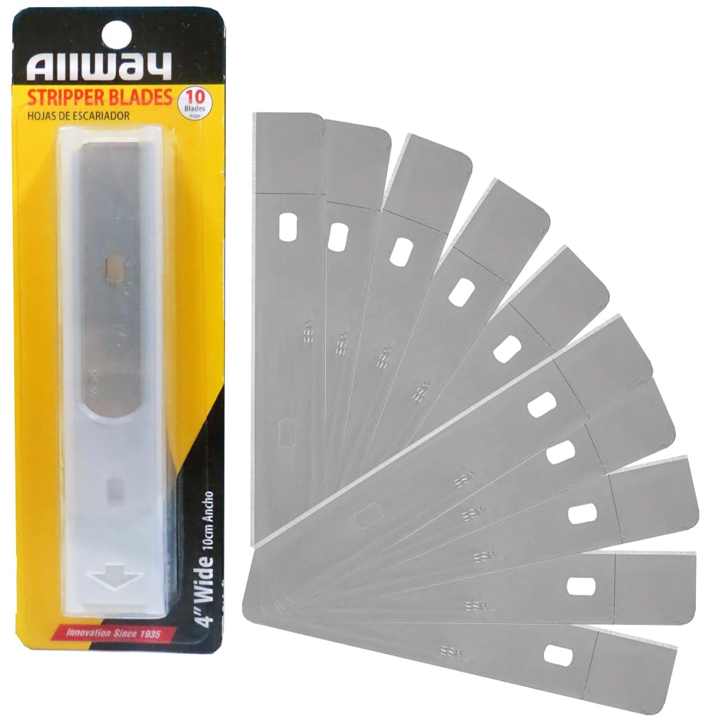 ALLWAY WSB10 Replacement Scraper Blades with Dispenser, 4", 10 Pack