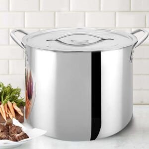 Bene Casa Stainless-Steel Stock Pot with lid, 8-quart capacity stock pot, reinforced bottom stainless-steel stock pot