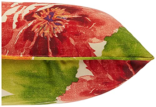 Pillow Perfect Bright Floral Indoor/Outdoor Accent Throw Pillow, Plush Fill, Weather, and Fade Resistant, Lumbar - 11.5" x 18.5" , Green/Orange Muree, 2 Count