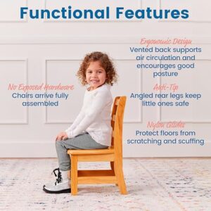 ECR4Kids Three Rung Ladderback Chair, 10in Seat Height, Classroom Seating, Honey, 2-Pack