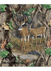 sykel enterprises real tree cotton fabric by sykel-real tree camouflage deer quilt panel in forrest-sold by the panel