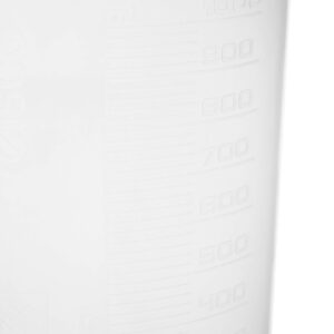 1000ml Plastic Beaker; 20ml Graduations, Premium Polypropylene; Pack of 12