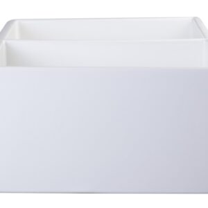 ALFI brand AB537 White 32-Inch Fluted Double Bowl Fireclay Farmhouse Kitchen Sink, White