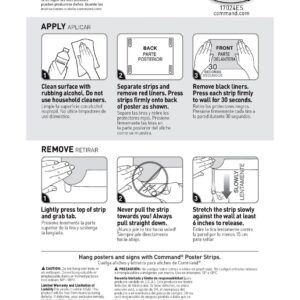 Command Poster Strips, Damage Free Hanging Poster Hangers, No Tools Wall Hanging Strips for Posters, 60 White Command Adhesive Strips